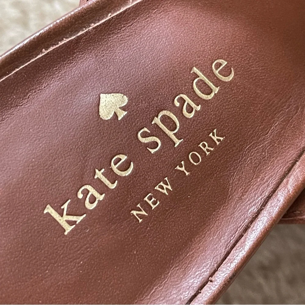 Kate Spade New York Felda Brown Leather Crisscross Mule Sandal Size 9m - Picture 10 of 12